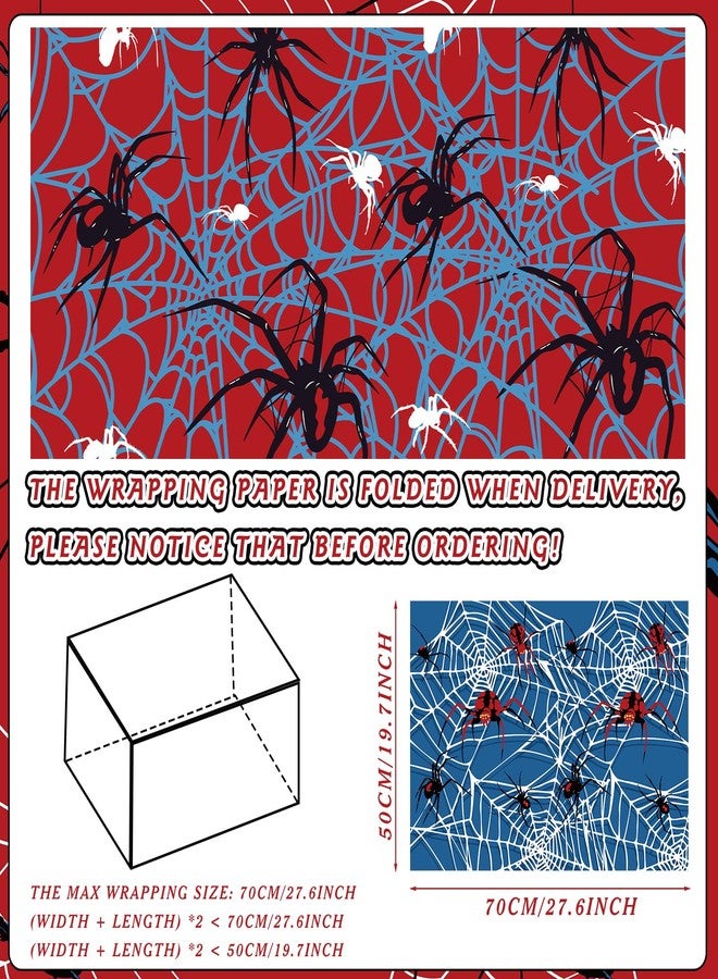 Sinload 12 Sheets Spider Wrapping Paper Spider Webs Gift Wrap Paper Bulk for Christmas Halloween Birthday Party Gifts Wrapper DIY Craft, 19.7 x 27.6 Inches - Image 3